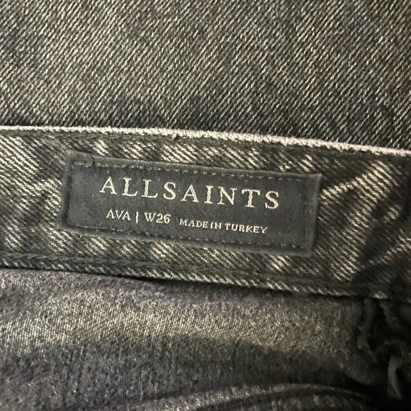 AllSaints - Black Ava Straight Raw Edge Jeans - 26W - EUC - Picture 4 of 4